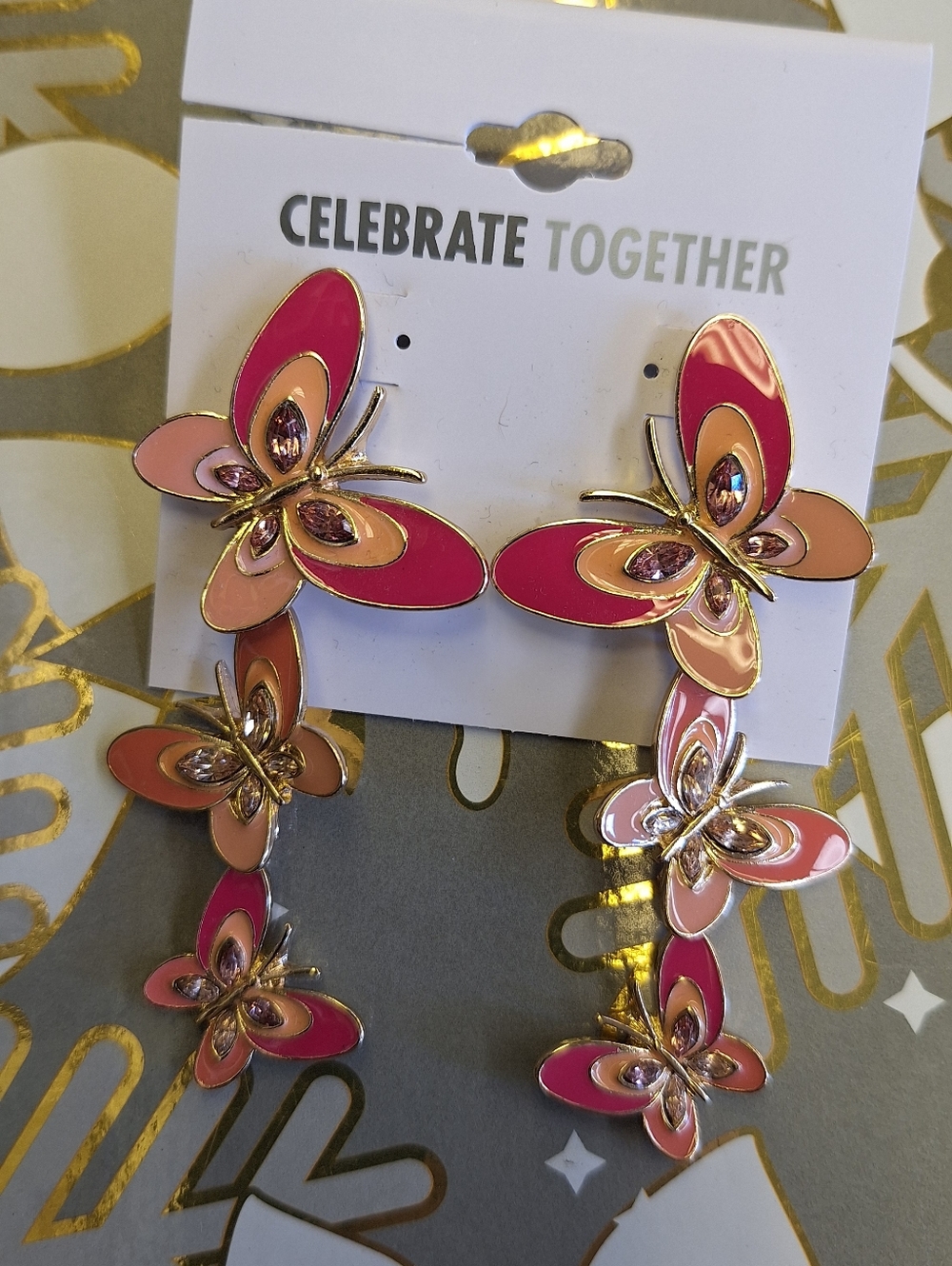 Celebrate Together Butterfly Drop Earrings –Pink & Peach Butterfly Drop Earrings